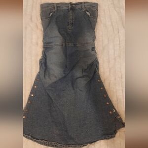 Y2K Denim Jean Tube Strapless Dress